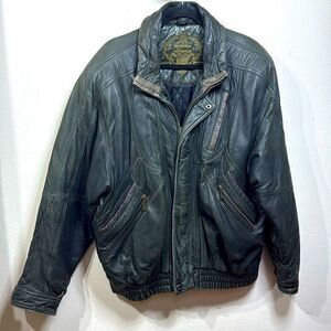 (W3) Angelo Litrico Vintage Men's Leather Jacket, Size 52/L